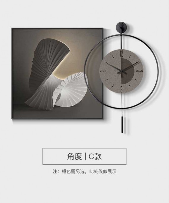 Black Frame 60*60 Cm New Collection Crytsall Porsalein Painting With Led Light And Clock 50*50 Cm 